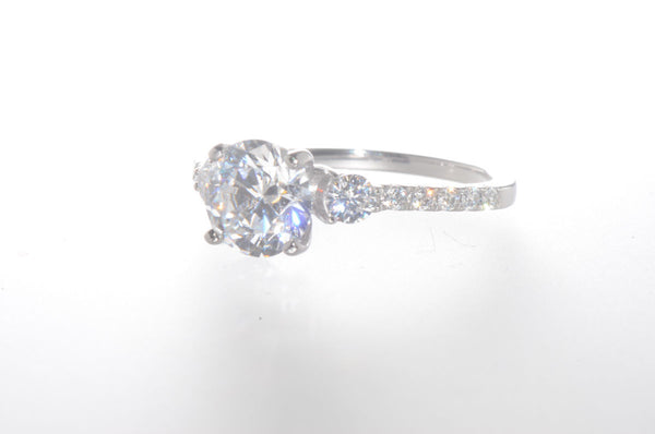 Sterling Silver Cubic Zirconia Ring 7mm Round Center CZ Stone with Accent Stones - Jewelryland.com