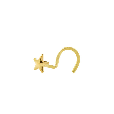 Nose Stud 3mm Star 22G 14k Yellow Gold Nose Screw - Jewelryland.com