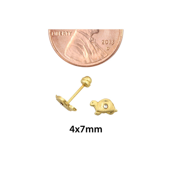10k Yellow Gold Tiny Turtle Stud Earrings with Screwbacks - Jewelryland.com