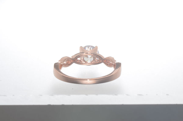 Sterling Silver Rose Gold Plated 7mm Round Brilliant CZ Solitaire Ring - Jewelryland.com