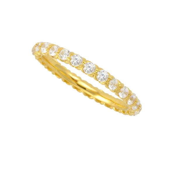 Sterling Silver Cubic Zirconia Ring Stackable Yellow Gold Plated - 2.5mm Wide - Jewelryland.com