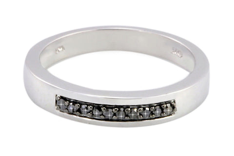 Sterling Silver .10 ct Black Diamond Ring 4mm Band