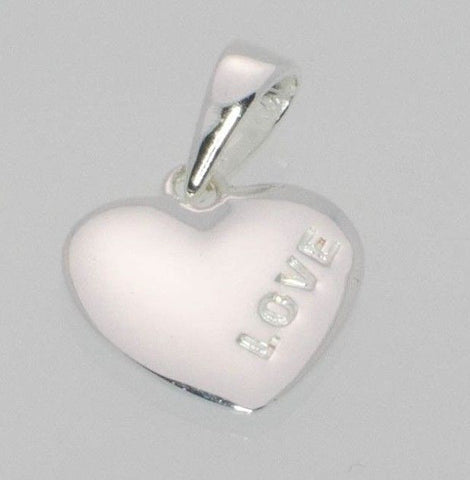 Heart Pendant Love Stamped Design .925 Sterling Silver 18mm x 12mm - Jewelryland.com