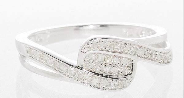 .925 Sterling Silver Swoosh Design Diamond Ring - .13ct, Size 7 - Jewelryland.com