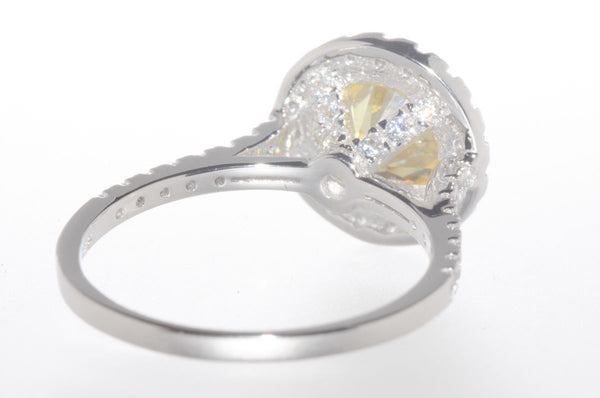 925 Sterling Silver Canary Cubic Zirconia Ring 8mm Yellow CZ Stone - Jewelryland.com
