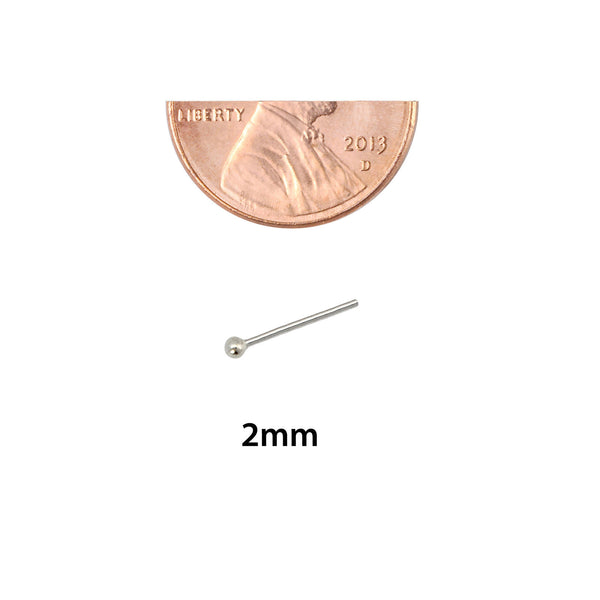 Sterling Silver Tiny Ball Nose Stud Nose Pin 2mm - Jewelryland.com