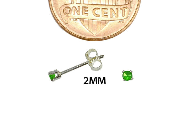 Sterling Silver 925 Round Emerald Green CZ Stud Earrings - Jewelryland.com