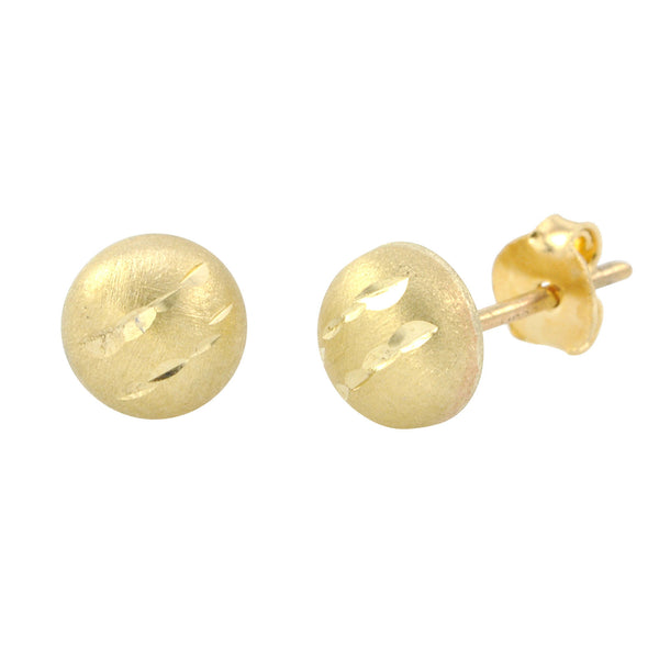 10k Yellow Gold Half Ball Stud Earrings Matte Finish Laser Cut 4mm-7mm Pushbacks - Jewelryland.com