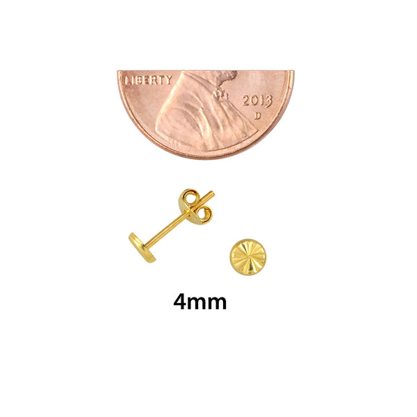 10k Yellow Gold Laser Cut Circle Stud Earrings 4mm - Jewelryland.com