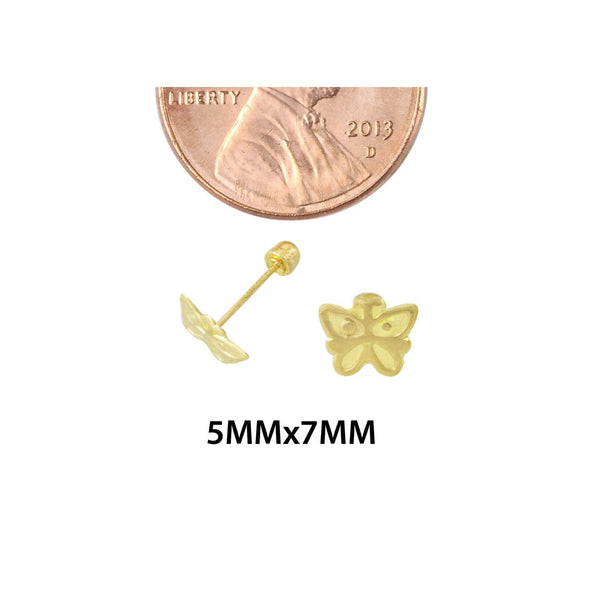 10k Yellow Gold Mini Butterfly Stud Earrings Screwbacks - 5mm Laser Cut Design - Jewelryland.com