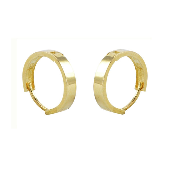 10k Yellow Gold Hoop Earrings 14mm Medium-Large Hinged Hoops - Flat Tube Design - Jewelryland.com