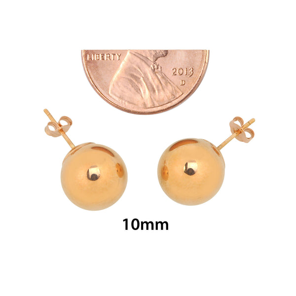 14k Rose Gold Earrings Round Ball Studs High Polish 3mm-9mm - Jewelryland.com