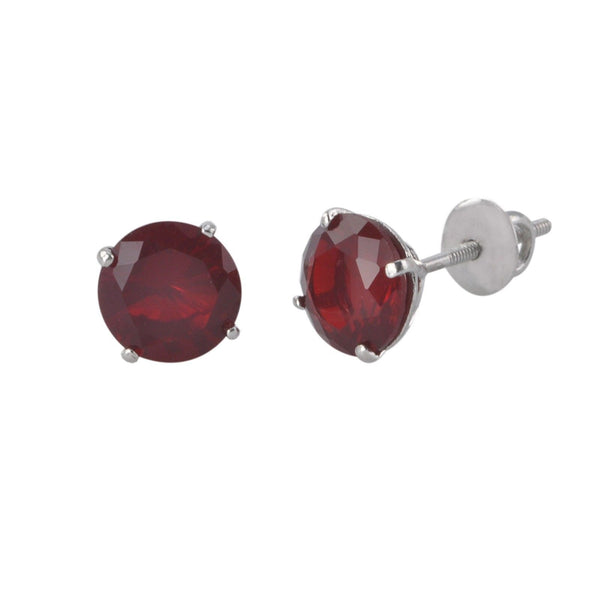 Sterling Silver Garnet CZ Cubic Zirconia Screwback Earrings - Jewelryland.com