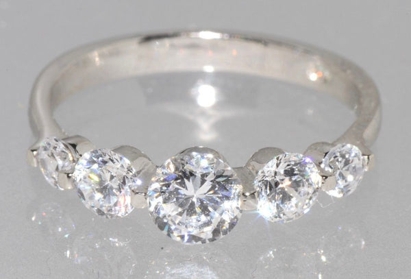 CZ Ring .925 Sterling Silver 5 Stone Clear CZ - Jewelryland.com