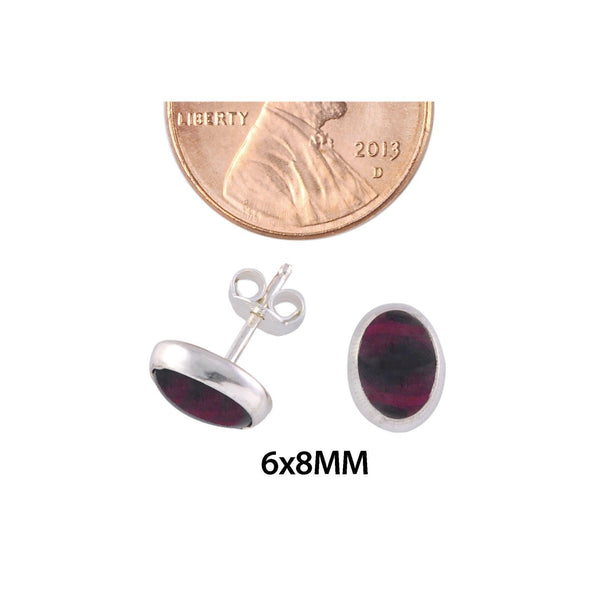 Red Garnet Stud Earrings .925 Sterling Silver Gemstone 7mm x 9mm Oval - Jewelryland.com