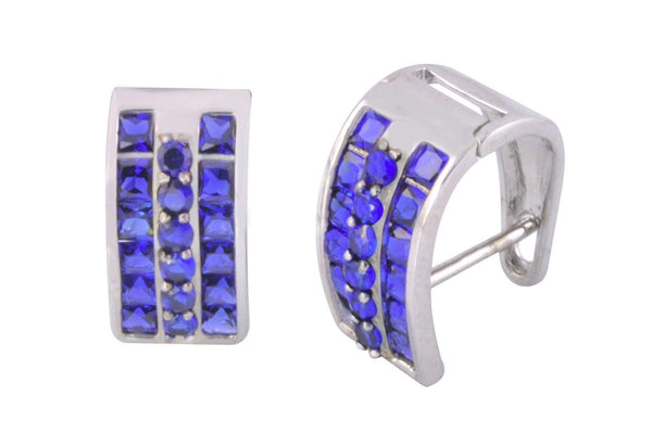 Leverback Earrings 3 Row CZ Cubic Zirconia Sterling Silver 10 colors - Jewelryland.com