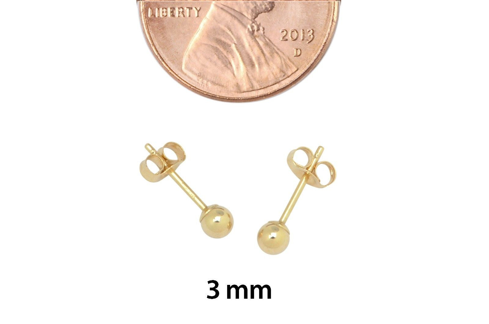14K Yellow Gold Ball Push Back Studs Tiny Earring Stud Dainty Ball Stud  Second Hole Earrings Gold Ball Stud available in 2mm-10mm 