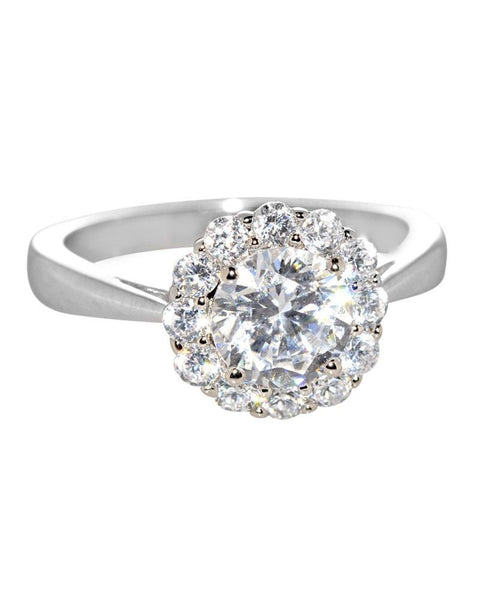 Sterling Silver 1.25ct Cubic Zirconia Engagement Ring Clear CZ - 7mm - Jewelryland.com
