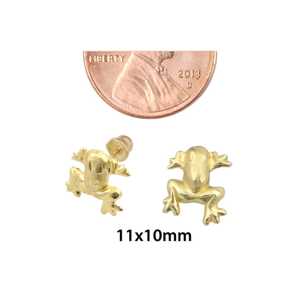 10k Yellow Gold Frog Stud Earrings with Screwbacks - Jewelryland.com