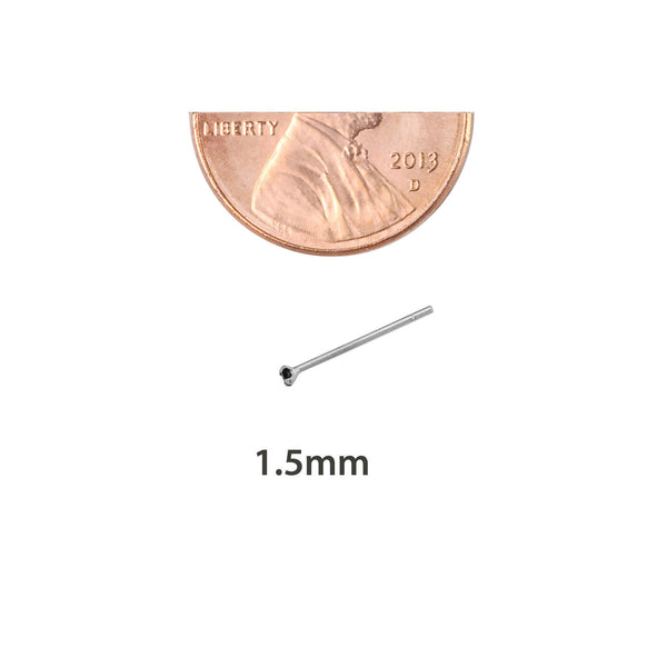 Sterling Silver Nose Stud Nose Pin 1.5mm Black CZ Cubic Zirconia - Jewelryland.com