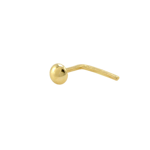 Nose Stud 3mm Flat Circle Curved 22G 14k Yellow Gold L Shaped Nose Pin - Jewelryland.com