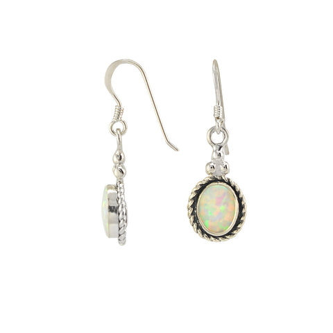 Sterling Silver White Opal Dangle Earrings for Women - Oval 33mm x 11mm - Jewelryland.com