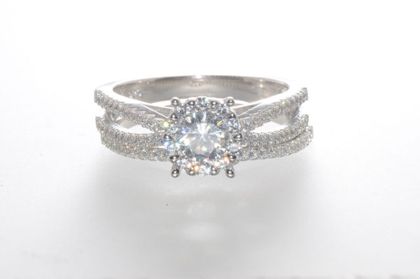 Sterling Silver CZ Wedding Ring Set 1/2 ct Cubic Zirconia CZ - Jewelryland.com