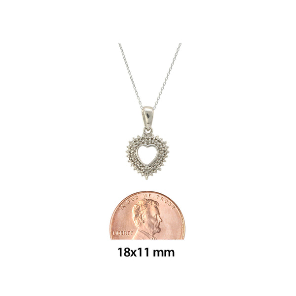 Open Heart Necklace Diamond Accents Sterling Silver, 18 Inch (.03 ct, I-J, I2-I3) - Jewelryland.com