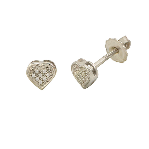 Diamond Heart Stud Earrings (.05 cttw, I-J, I2-I3) 5mm x 5mm Sterling Silver - Jewelryland.com