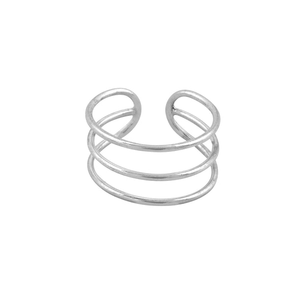 Sterling Silver Triple Row Adjustable Toe Ring - Jewelryland.com