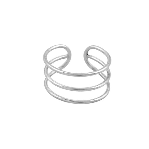 Sterling Silver Triple Row Adjustable Toe Ring - Jewelryland.com