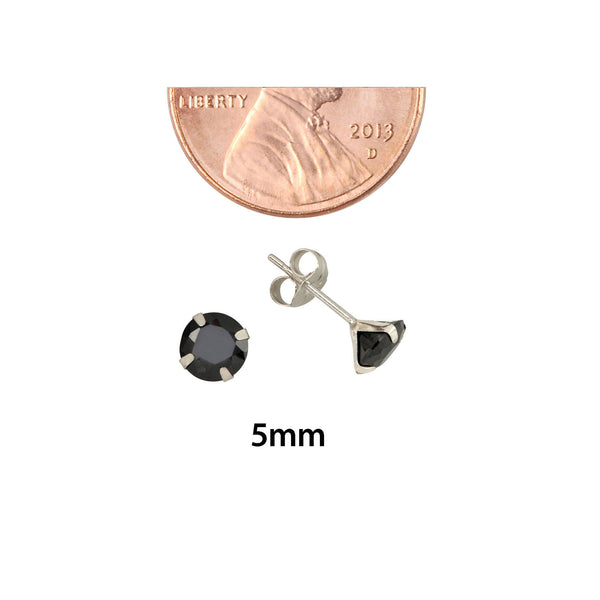 10k White Gold Black CZ Stud Earrings Cubic Zirconia Round Prong Set - Jewelryland.com