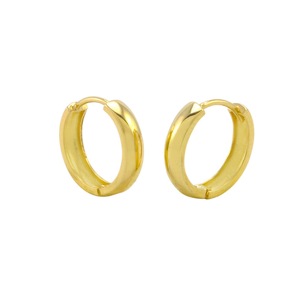 10k Yellow Gold Huggie Hoop Earrings High Polish Snap Closure 14mm x 4mm - Jewelryland.com