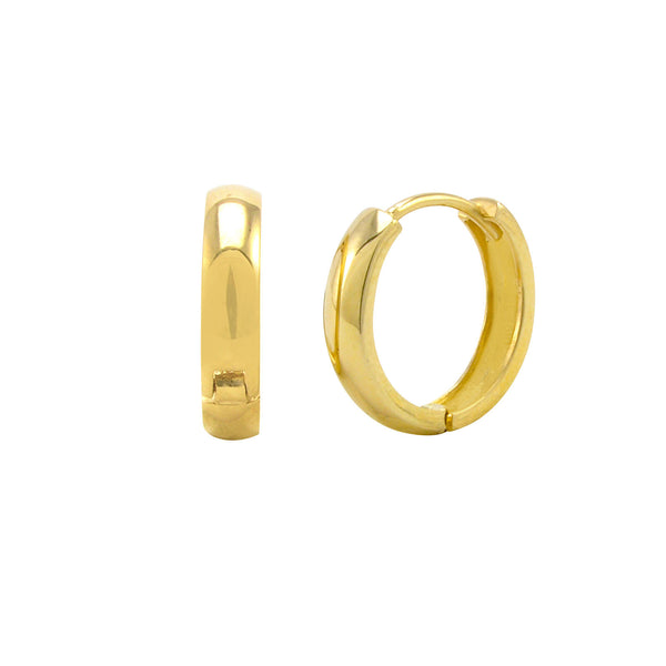 10k Yellow Gold Huggie Hoop Earrings High Polish Snap Closure 14mm x 4mm - Jewelryland.com