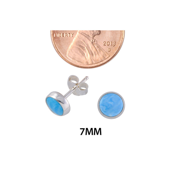 Sterling Silver Gemstone Earrings Larimar 7mm Round - Jewelryland.com