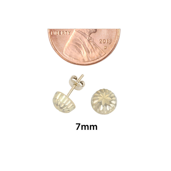 10k White Gold Half Ball Stud Earrings High Polish Laser Cut 4mm-7mm - Jewelryland.com
