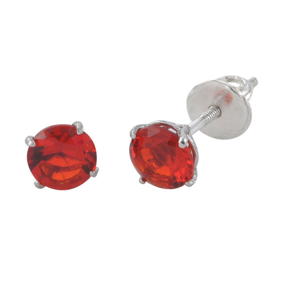 Sterling Silver Ruby CZ Cubic Zirconia Screwback Earrings - Jewelryland.com
