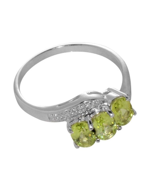 925 Sterling Silver 1.5 ct Peridot and Diamond Ring - Jewelryland.com