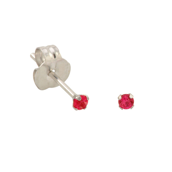 10k White Gold Red Ruby CZ Stud Earrings Cubic Zirconia Round Prong Set - Jewelryland.com