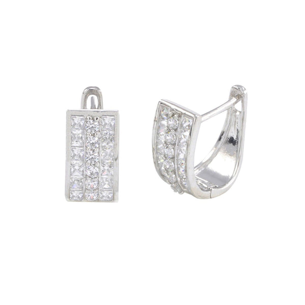 Leverback Earrings 3 Row CZ Cubic Zirconia Sterling Silver 10 colors - Jewelryland.com