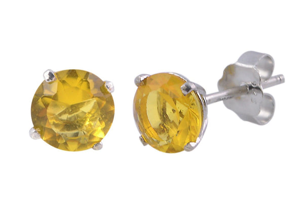 Citrine Stud Earrings November Birthstone CZ BASKET Set Zirconia Sterling Silver - Jewelryland.com