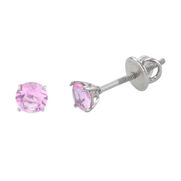 Sterling Silver Pink Cubic Zirconia Screwback Stud Earrings CZ - Jewelryland.com