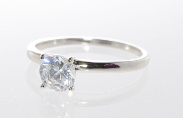 Solitaire Cubic Zirconia Engagement Ring Sterling Silver 6mm CZ - Jewelryland.com