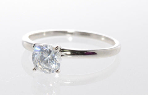 Solitaire Cubic Zirconia Engagement Ring Sterling Silver 6mm CZ - Jewelryland.com