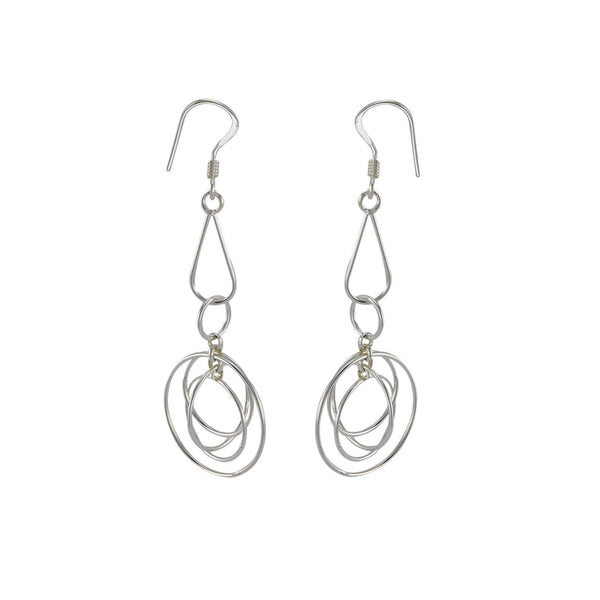 925 Sterling Silver Dangle Earrings Designer Geometric Cosmos Design - Jewelryland.com