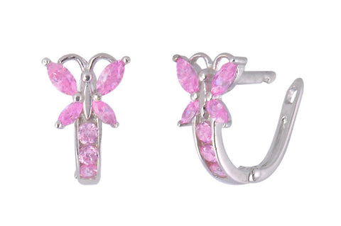 Butterfly Earrings Leverback CZ Cubic Zirconia Sterling Silver 10 colors - Jewelryland.com