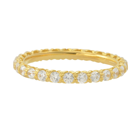 Sterling Silver Cubic Zirconia Ring Stackable Yellow Gold Plated - 2.5mm Wide - Jewelryland.com