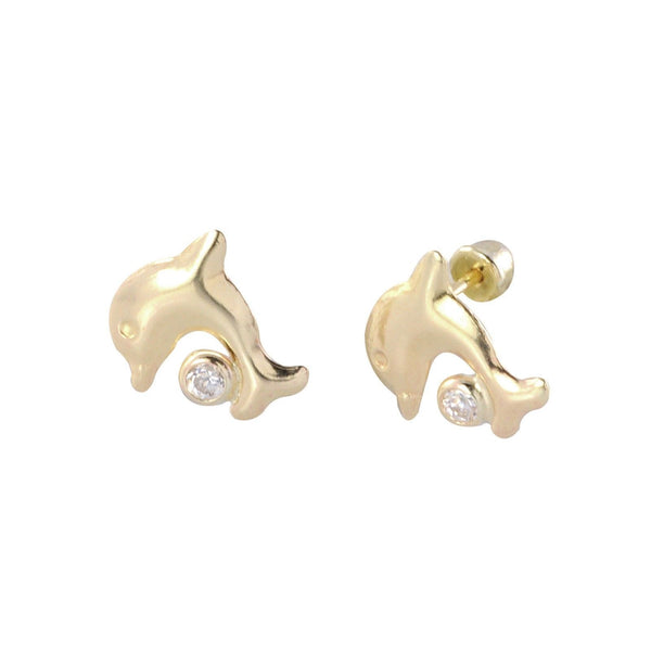 Dolphin Earrings 10k Yellow Gold Studs Screwback 9mm Womens Childrens Jewelry - Jewelryland.com