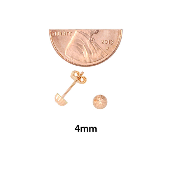 10k Rose Gold Half Ball Stud Earrings High Polish Laser Cut 4mm-7mm - Jewelryland.com