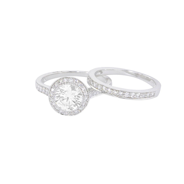 Womens Engagement Ring Set Bridal Clear CZ .925 Sterling Silver - Jewelryland.com